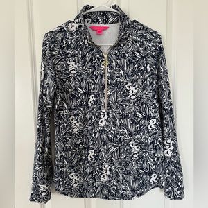 Lilly Pulitzer UPF 50+ Skipper Popover quarter-zip; Size Small, High Tide Navy